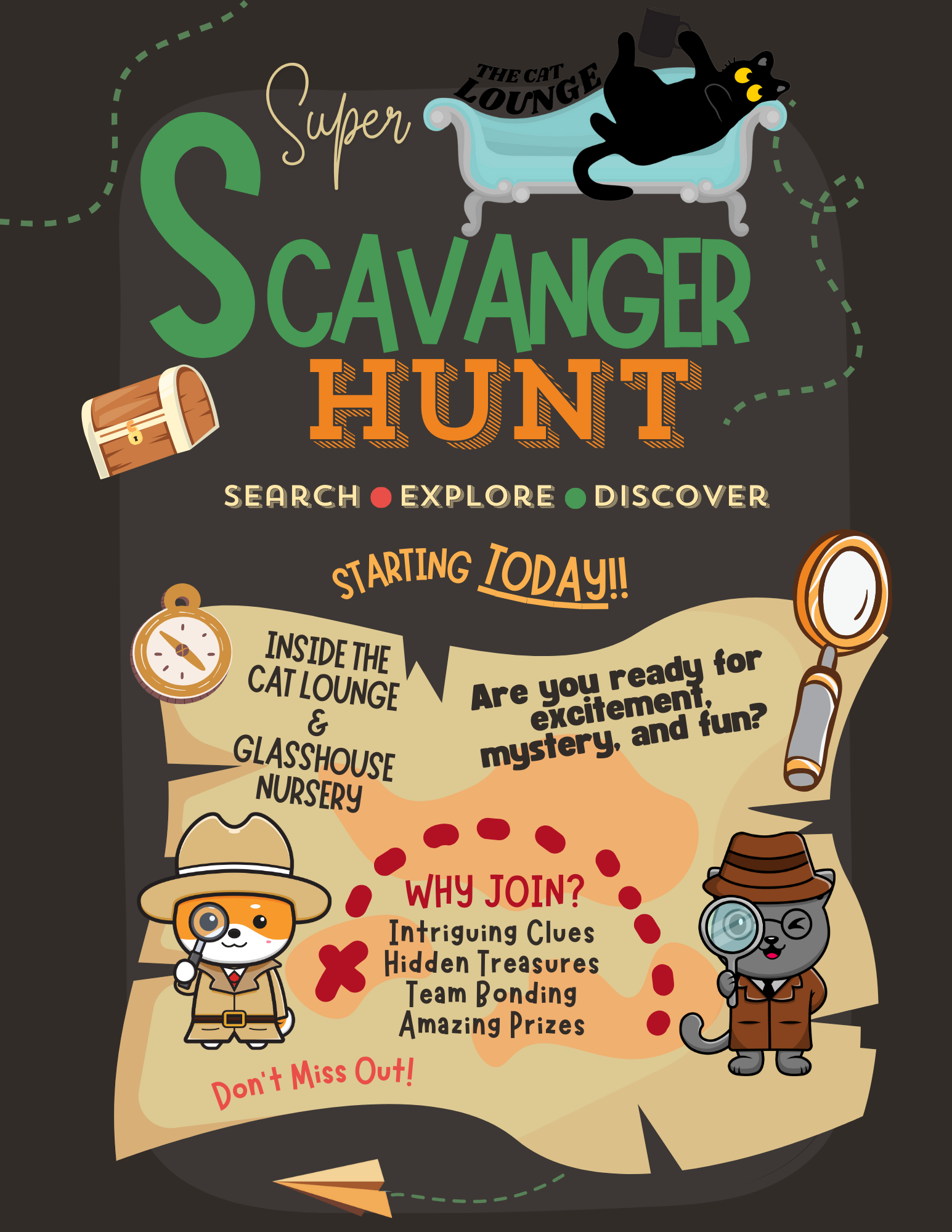 The Cat Lounge Scavenger Hunt is BACK! Starting TODAY! 🎉