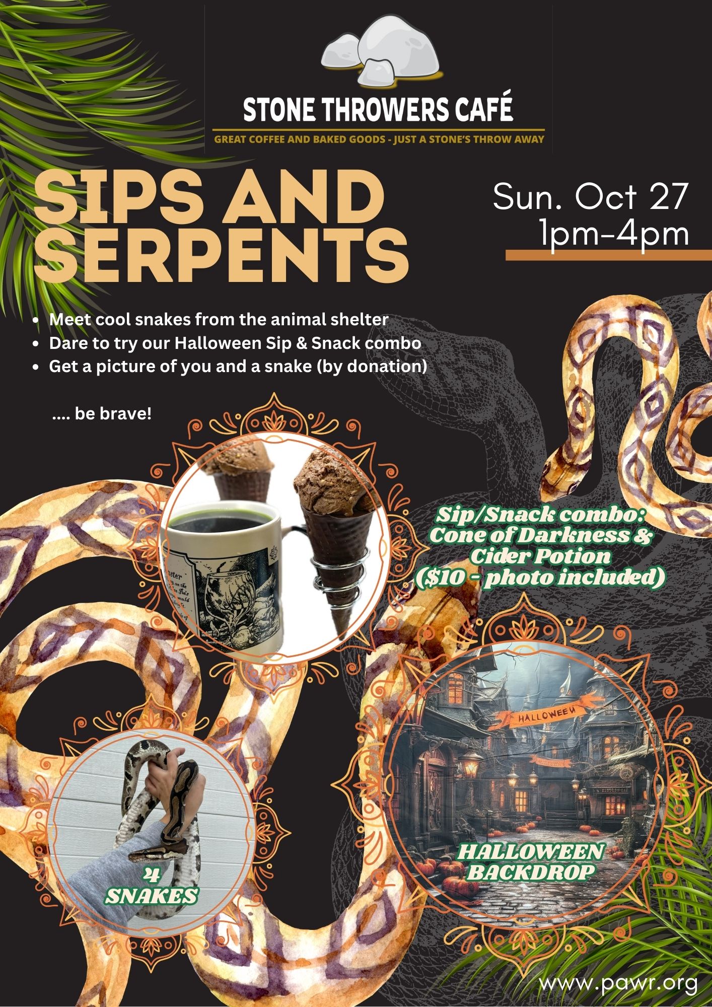 Sips and Serpents event at Stone Throwers Cafe