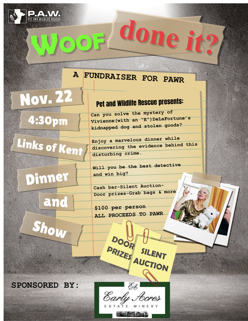 “WOOF DONE IT?” Mystery dinner and show Nov. 22